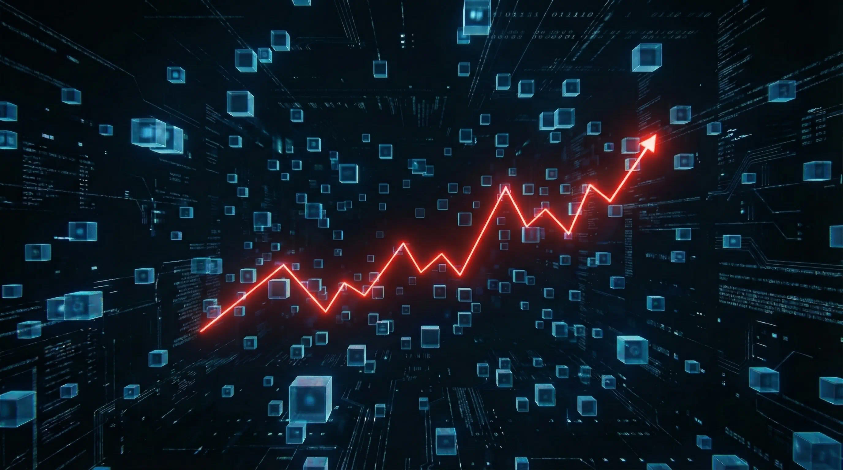 3D visualization of a rising red graph line representing spiraling, uncontrolled cloud data costs.